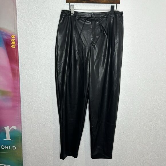 New Mother Denim Jeans Twistie Tie Bounce Hover Faux Leather Pants Size 33 - Picture 2 of 16